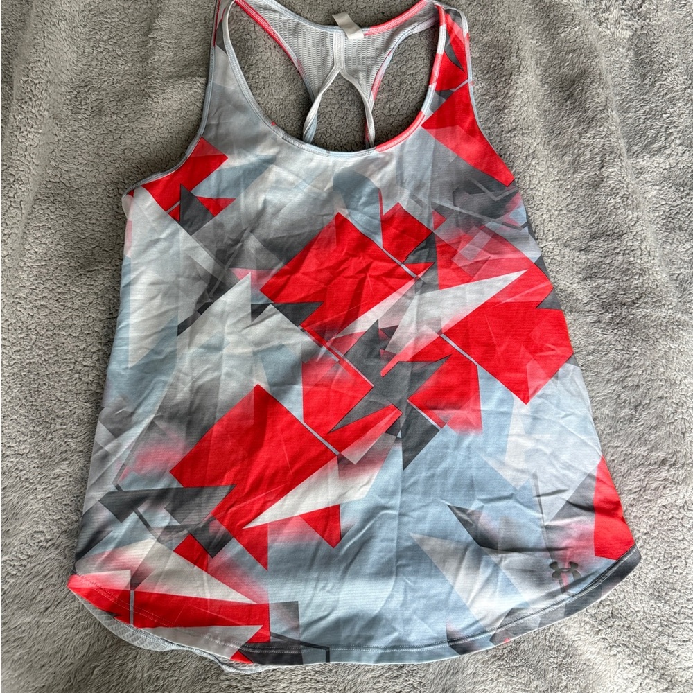 Under Armour Women's Red and Gray Geometric Tank Top
